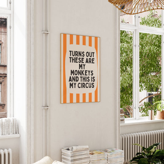 Turns Out These Are My Monkeys | Orange and Cream | Art Print - High-Quality Premium Wall Art Decor Sticker