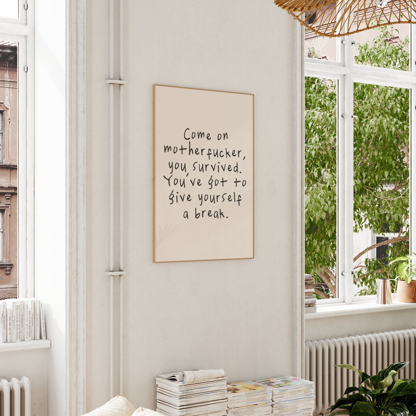 Come On Motherfucker | Charcoal and Cream | Art Print - High-Quality Premium Wall Art Decor Sticker