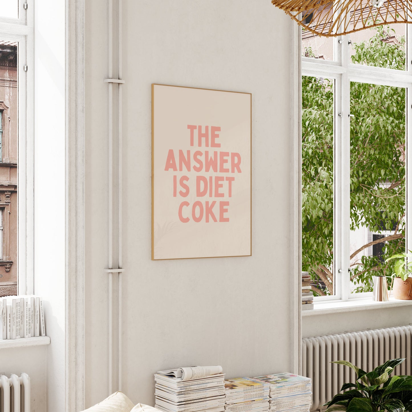 The Answer Is Diet Coke | Peach and Cream | Art Print - High-Quality Premium Wall Art Decor Sticker
