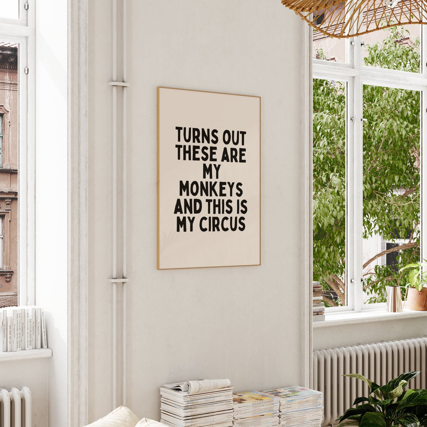 Turns Out These Are My Monkeys And This Is My Circus | Black and Cream | Art Print - High-Quality Premium Wall Art Decor Sticker
