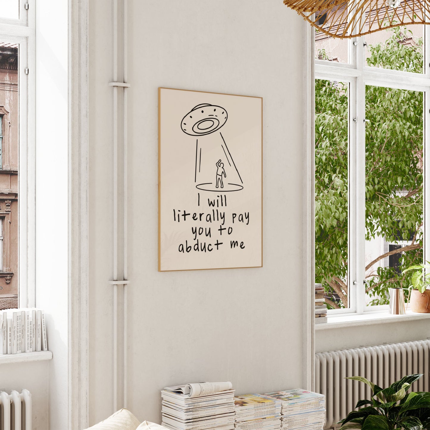 I Will Literally Pay You To Abduct Me | Black and Cream | Art Print - High-Quality Premium Wall Art Decor Sticker