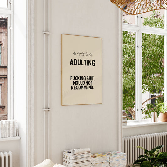 Adulting | Black and Cream | Art Print - High-Quality Premium Wall Art Decor Sticker