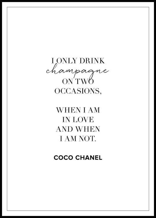 Watercolor champagne coco chanel poster for nursery and home wall decor.