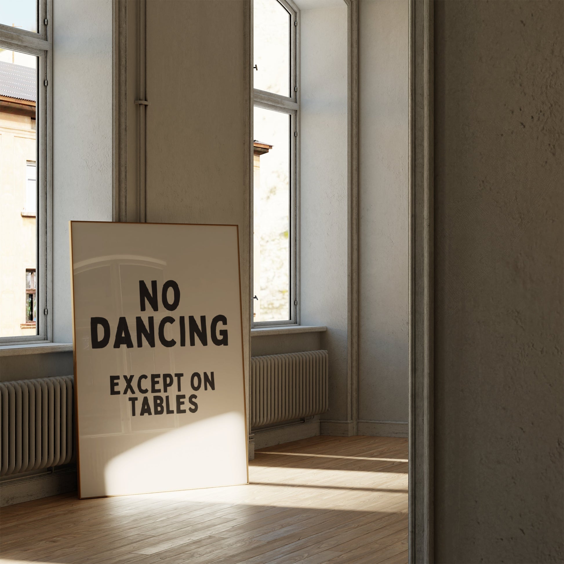 No Dancing Except On Tables | Black and Cream | Art Print - High-Quality Premium Wall Art Decor Sticker