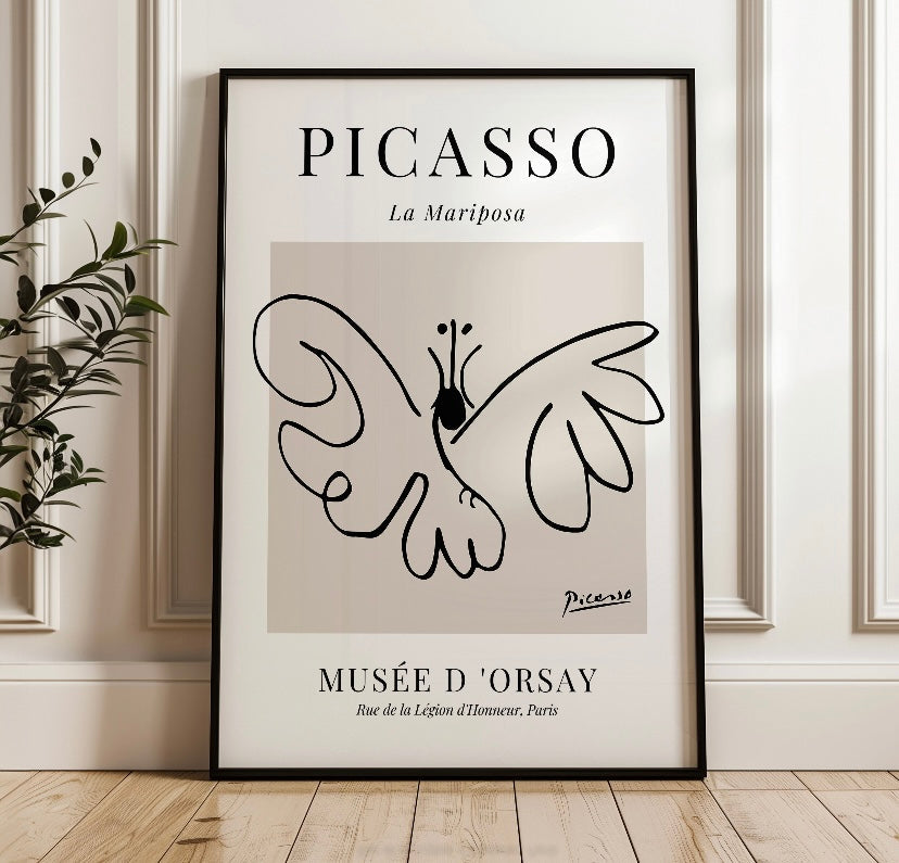 Butterfly Print by Pablo Picasso - High-Quality Premium Wall Art Decor Sticker