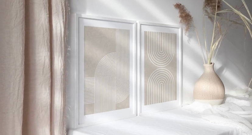 Mid-Century Neutral Rainbow Art Set