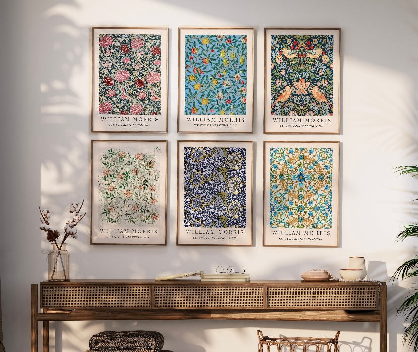 Set of Six William Morris Gallery Wall Art Prints - High-Quality Premium Wall Art Decor Sticker