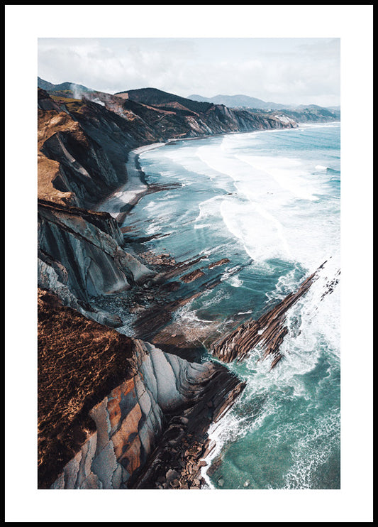 Watercolor sea view poster for nursery and home wall decor.