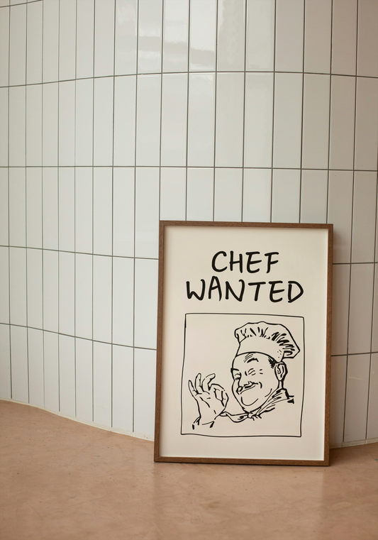 Chef Wanted | Black and Cream | Art Print - High-Quality Premium Wall Art Decor Sticker