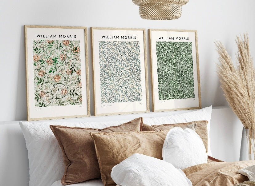 Set of Three Jasmine Botanical Wall Art by William Morris