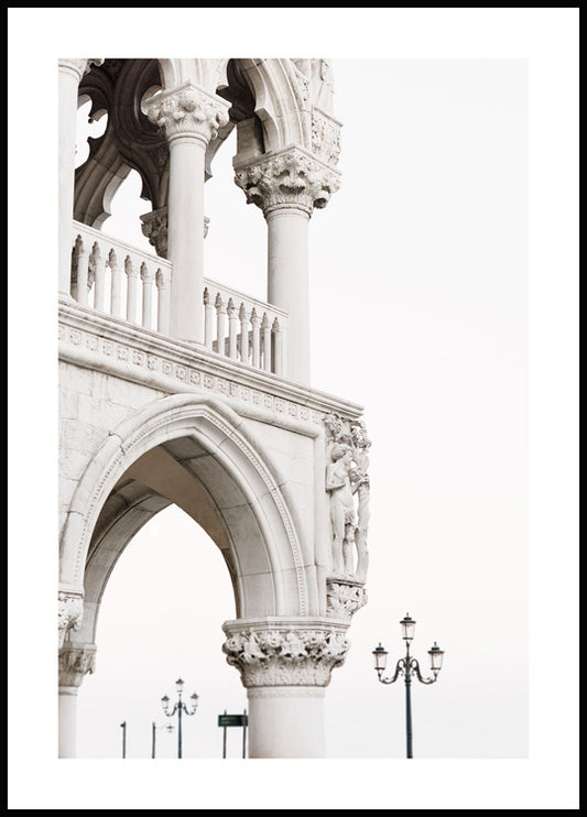 Watercolor palace facade poster for nursery and home wall decor.