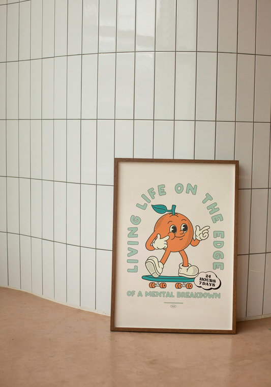 Living Life On The Edge Of A Mental Breakdown | Seafoam and Cream | Art Print - High-Quality Premium Wall Art Decor Sticker