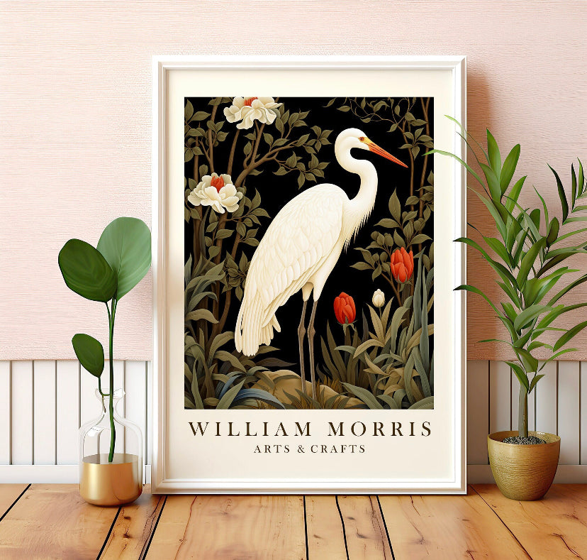 Stork Print by William Morris - High-Quality Premium Wall Art Decor Sticker