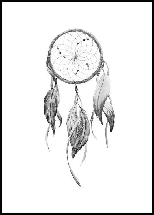 Watercolor dreamcatcher poster for nursery and home wall decor.