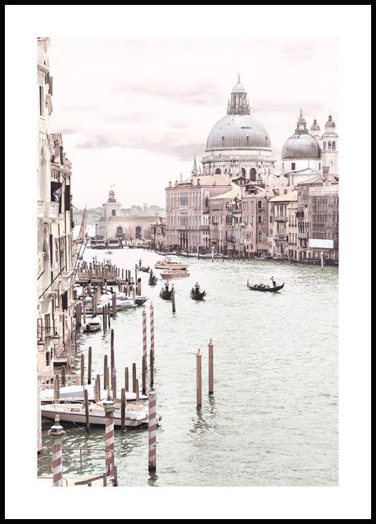 Watercolor venice grand canal poster for nursery and home wall decor.