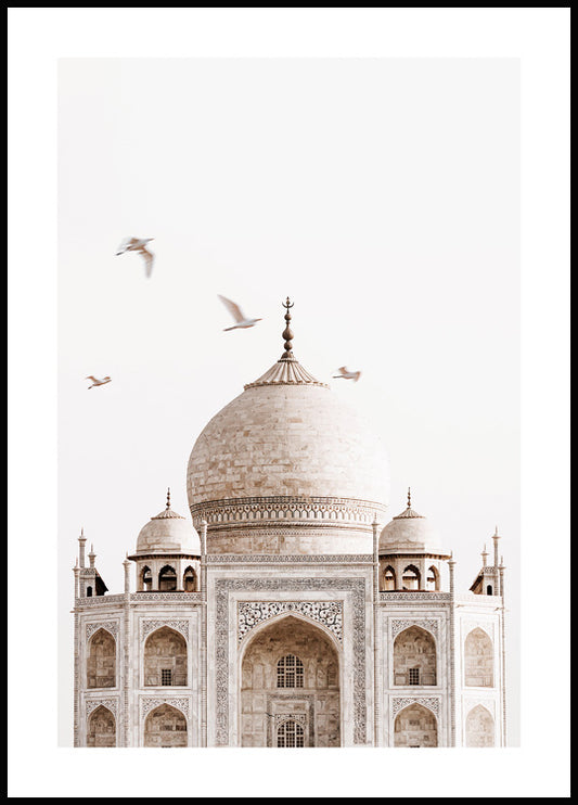 Watercolor taj mahal poster for nursery and home wall decor.