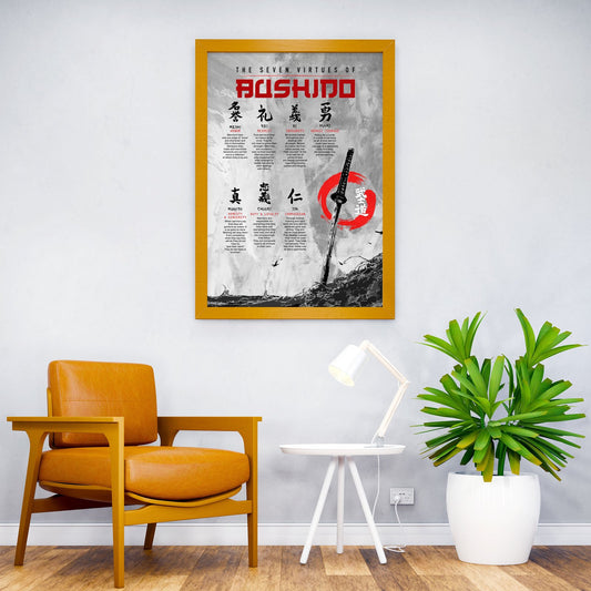 7 virtue of bushido Asian Style Poster | Wall Art for Home & Office | High-Quality Print