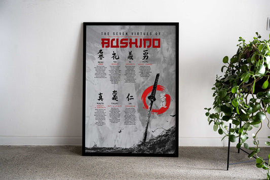 7 virtue of bushido Asian Style Poster | Wall Art for Home & Office | High-Quality Print