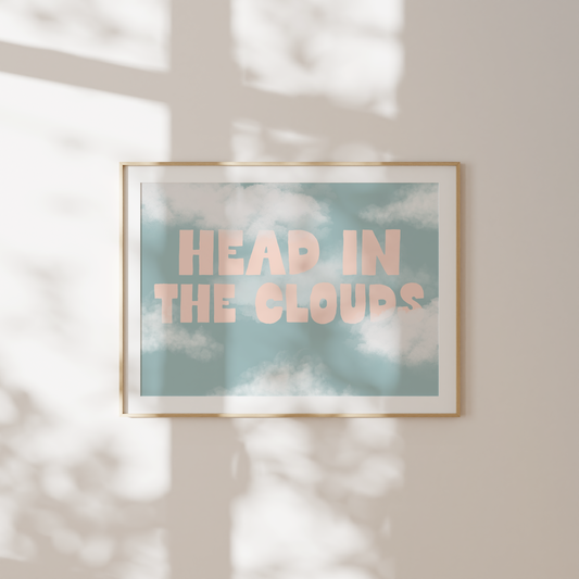 Head In The Clouds | Pale Pink | Landscape | Art Print - High-Quality Premium Wall Art Decor Sticker
