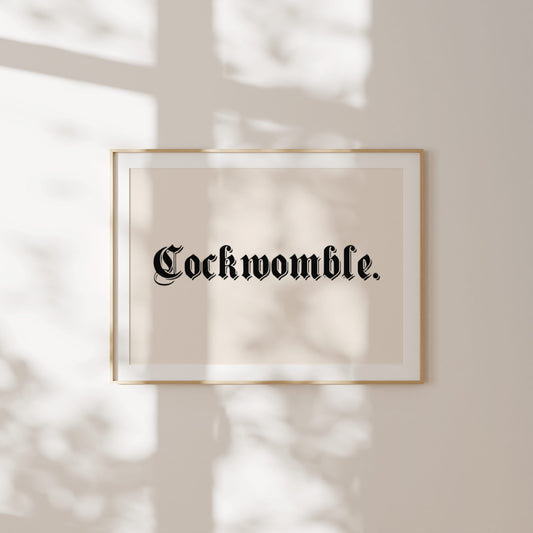 Cockwomble | Landscape | Black and Cream | Art Print - High-Quality Premium Wall Art Decor Sticker