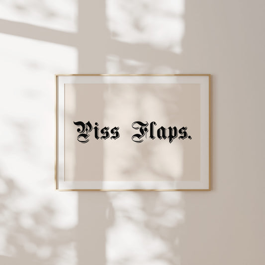 Piss Flaps | Landscape | Black and Cream | Art Print - High-Quality Premium Wall Art Decor Sticker