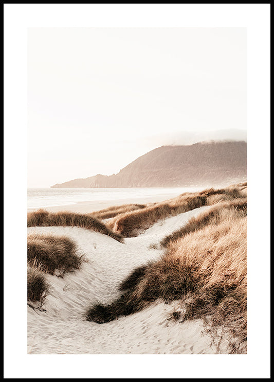 Watercolor beach sand dunes poster for nursery and home wall decor.