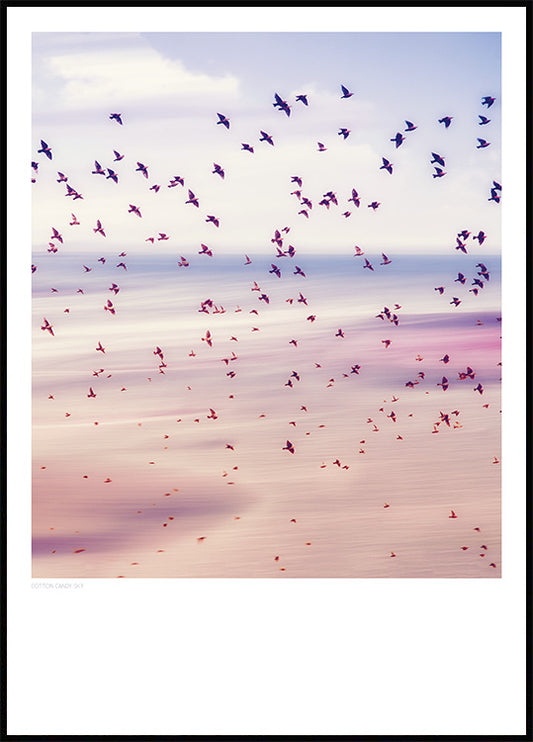 Watercolor spring migration poster for nursery and home wall decor.
