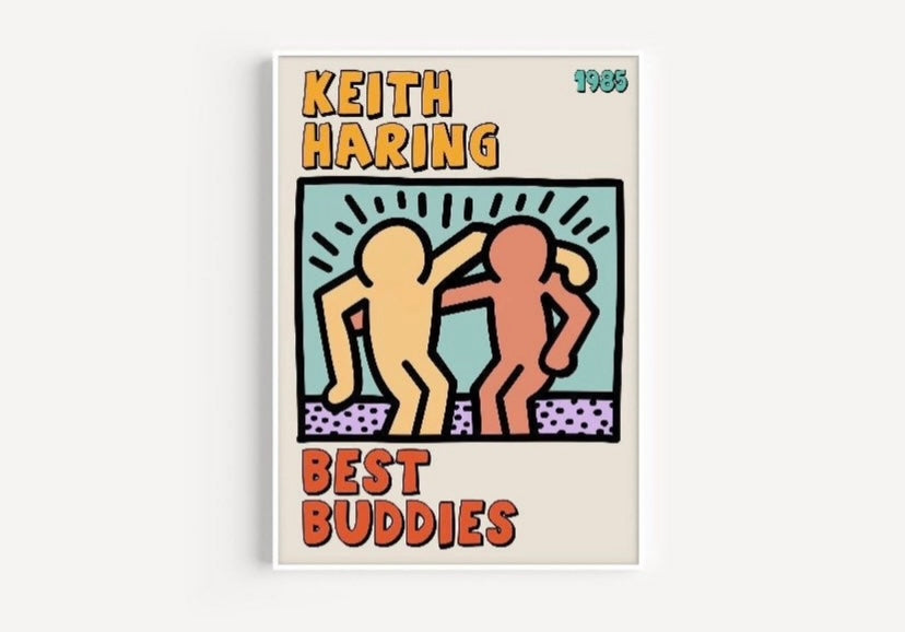 Best Buddies Art Print Inspired by Keith Haring