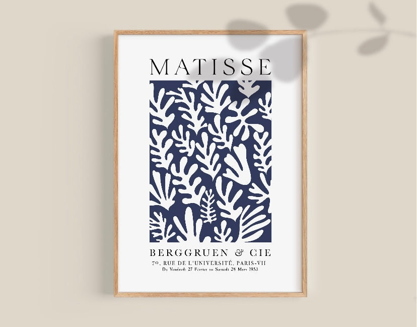 Matisse Navy Blue Botanical Art Print