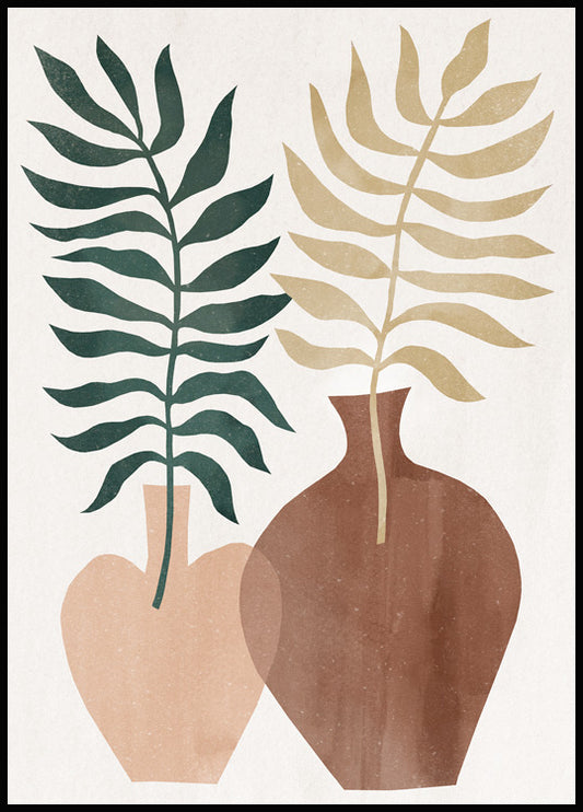 Watercolor plant vases poster for nursery and home wall decor.