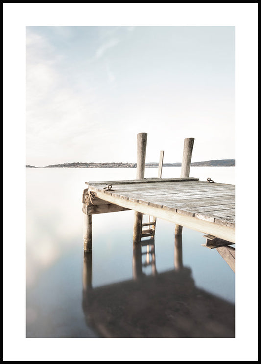 Watercolor beach bridge poster for nursery and home wall decor.