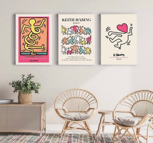 Trio of Pink Prints by Keith Haring