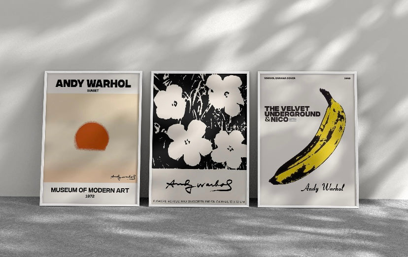 Set of 3 Prints: Andy Warhol's The Velvet Underground - High-Quality Premium Wall Art Decor Sticker