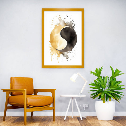 A Yin and Yang Watercolor Asian Style Poster | Wall Art for Home & Office | High-Quality Print