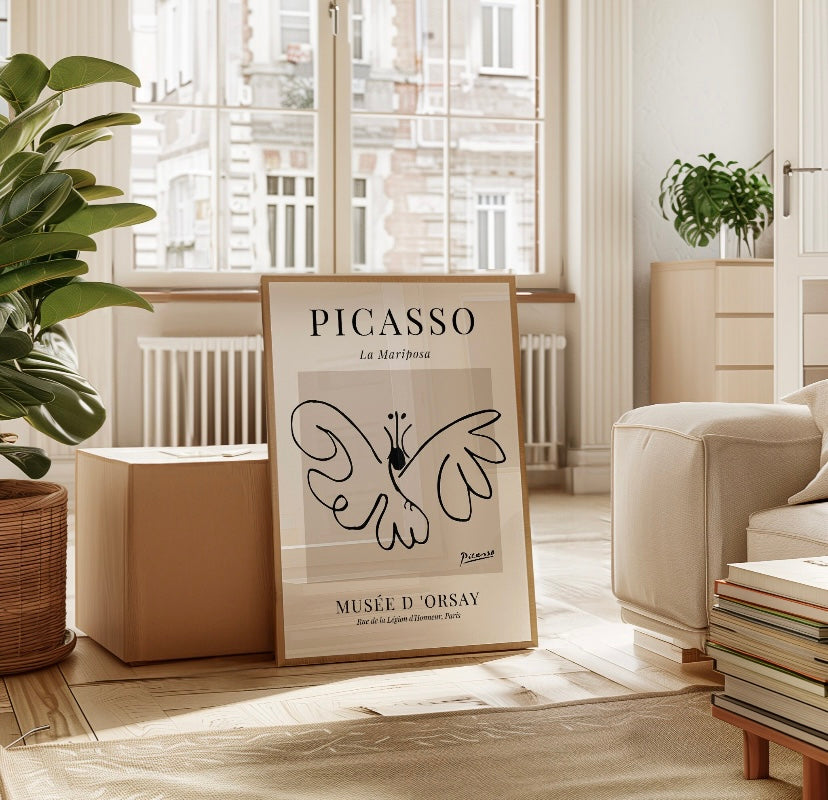 Butterfly Print by Pablo Picasso - High-Quality Premium Wall Art Decor Sticker