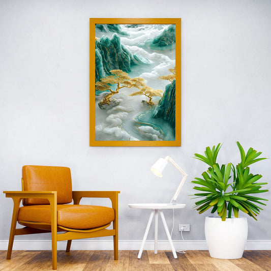 Abstract Bonsai Tree Gold Asian Style Poster | Wall Art for Home & Office | High-Quality Print