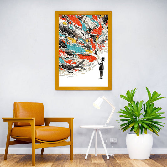 Abstract Fish art Asian Style Poster | Wall Art for Home & Office | High-Quality Print