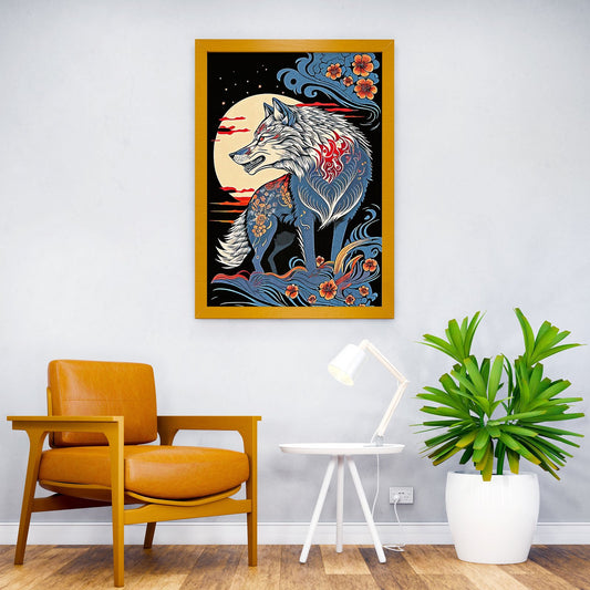 Abstract Japanese Wolf Asian Style Poster | Wall Art for Home & Office | High-Quality Print
