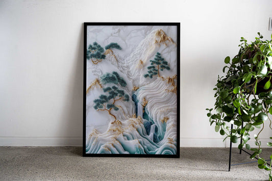 Abstract Mountain Landscape Asian Style Poster | Wall Art for Home & Office | High-Quality Print
