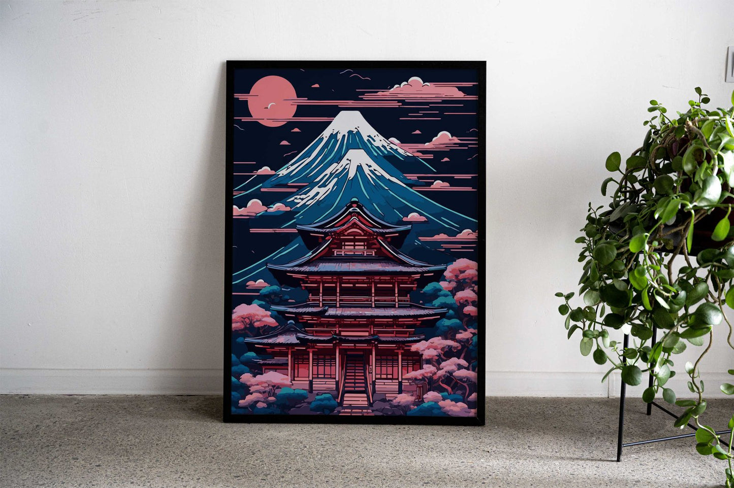 Abstract Neon Mount Fuji 1 Asian Style Poster | Wall Art for Home & Office | High-Quality Print
