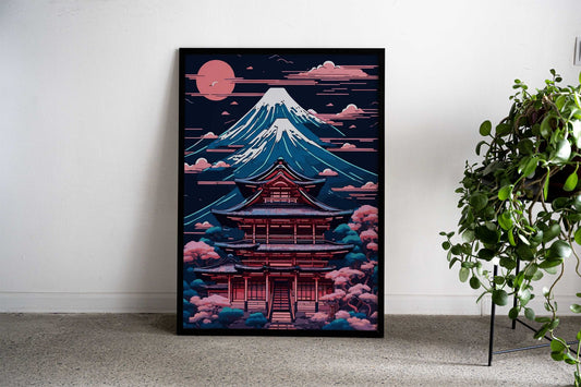 Abstract Neon Mount Fuji 1 Asian Style Poster | Wall Art for Home & Office | High-Quality Print