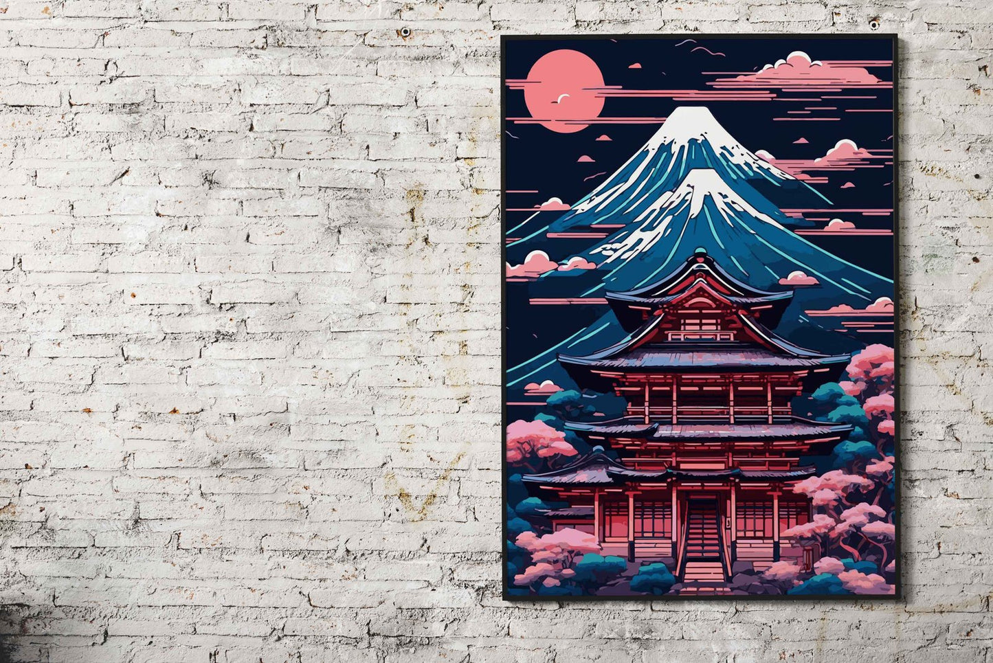 Abstract Neon Mount Fuji 1 Asian Style Poster | Wall Art for Home & Office | High-Quality Print