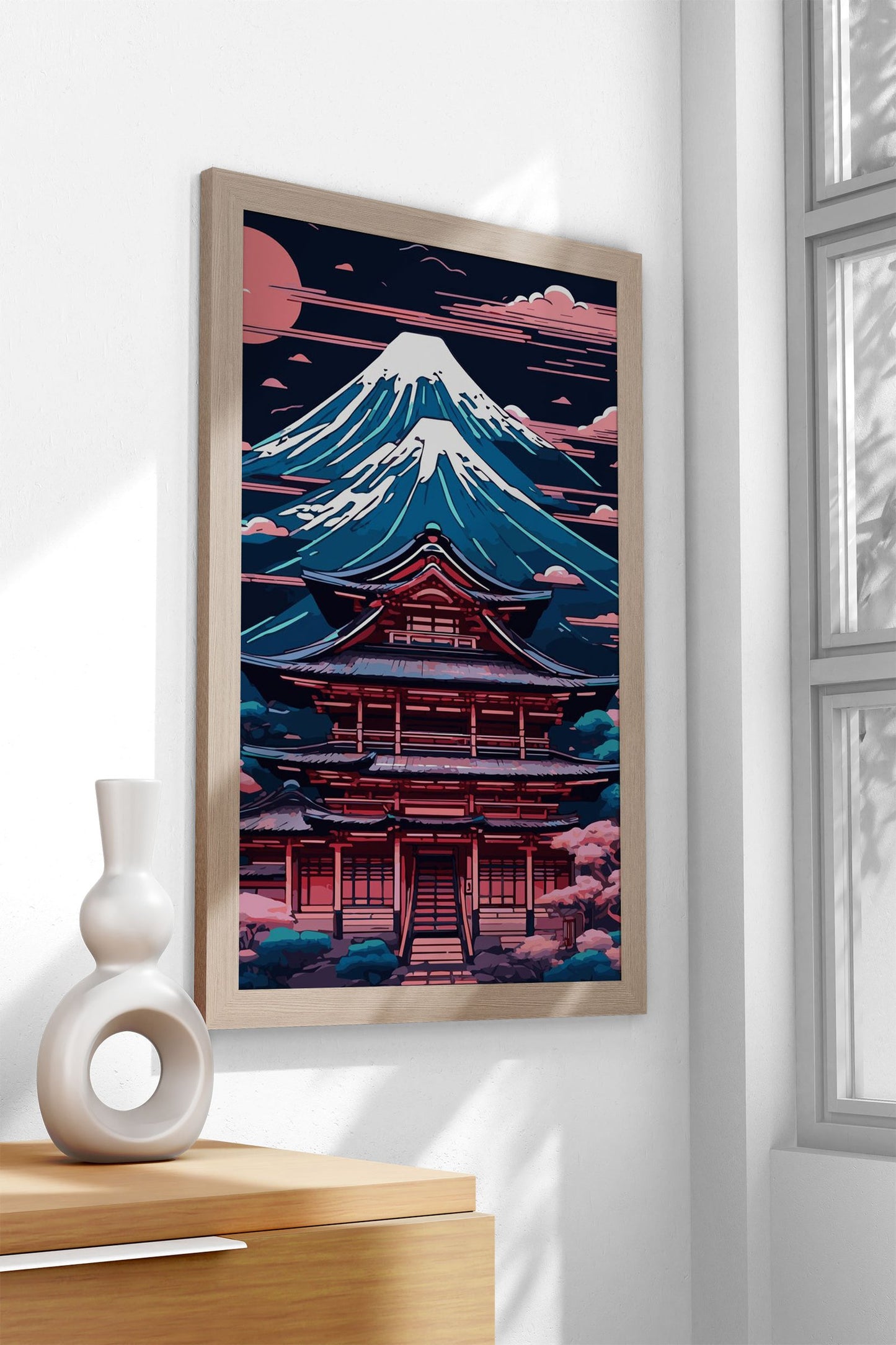 Abstract Neon Mount Fuji 1 Asian Style Poster | Wall Art for Home & Office | High-Quality Print