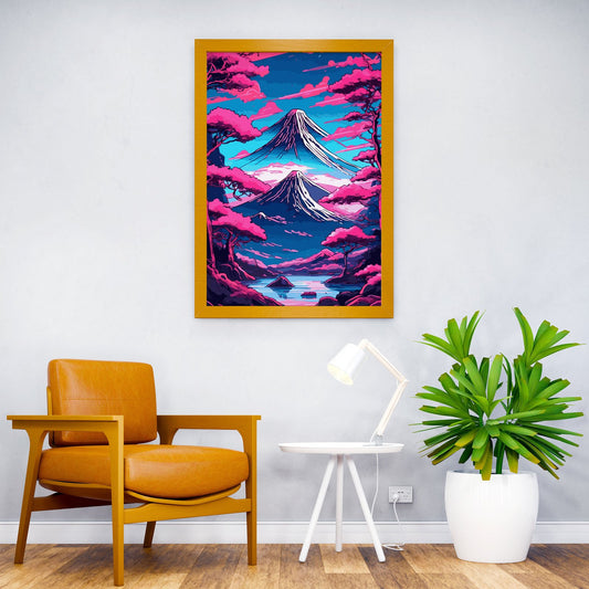 Abstract Neon Mount Fuji 4 Asian Style Poster | Wall Art for Home & Office | High-Quality Print