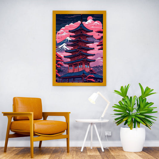 Abstract Neon Mount Fuji 5 Asian Style Poster | Wall Art for Home & Office | High-Quality Print