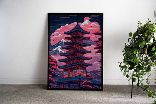 Abstract Neon Mount Fuji 5 Asian Style Poster | Wall Art for Home & Office | High-Quality Print