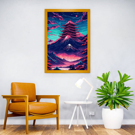 Abstract Neon Mount Fuji 6 Asian Style Poster | Wall Art for Home & Office | High-Quality Print