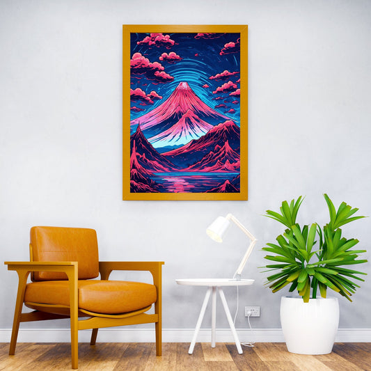 Abstract Neon Mount Fuji 7 Asian Style Poster | Wall Art for Home & Office | High-Quality Print