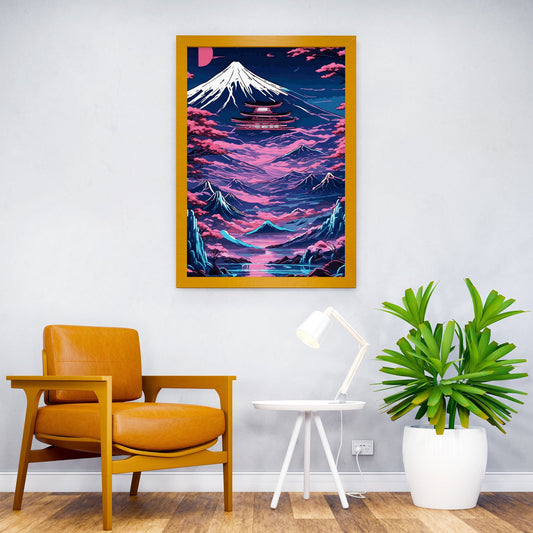 Abstract Neon Mount Fuji 8 Asian Style Poster | Wall Art for Home & Office | High-Quality Print