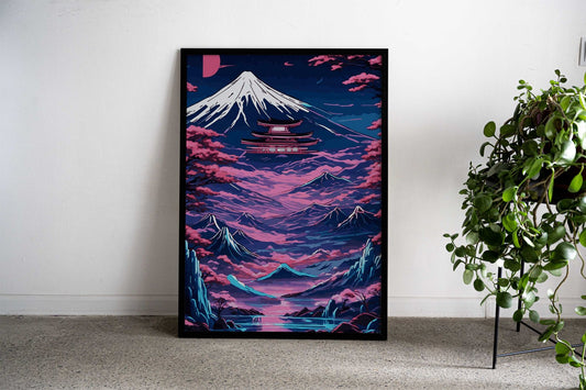 Abstract Neon Mount Fuji 8 Asian Style Poster | Wall Art for Home & Office | High-Quality Print